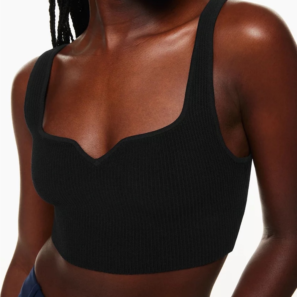 Aritzia Babaton SCULPT KNIT NOTCH TANK Black XXS